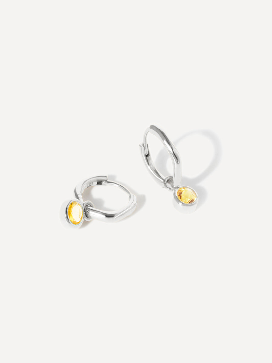 Sterling Silver Birthstone Huggies With Drops
