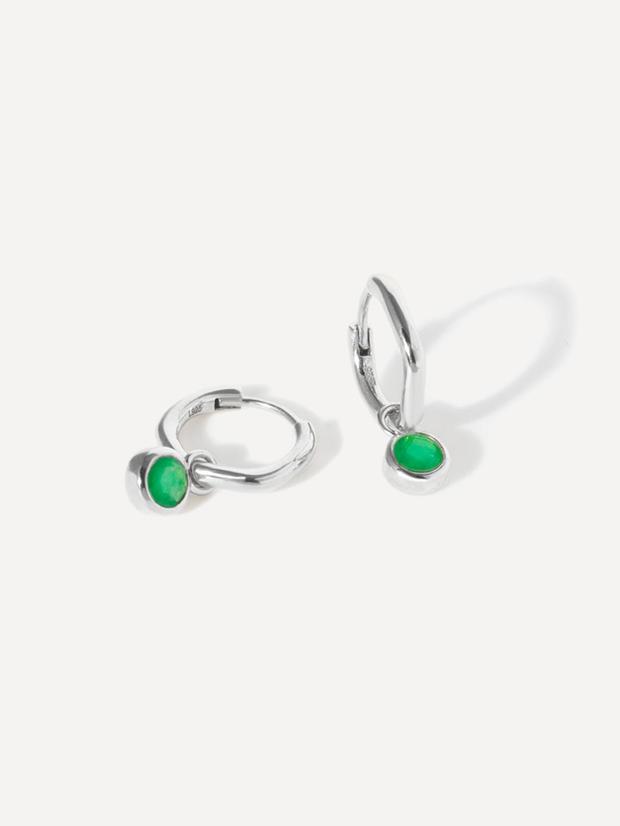 Sterling Silver Birthstone Huggies With Drops