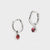 Sterling Silver Birthstone Huggies January - Garnet