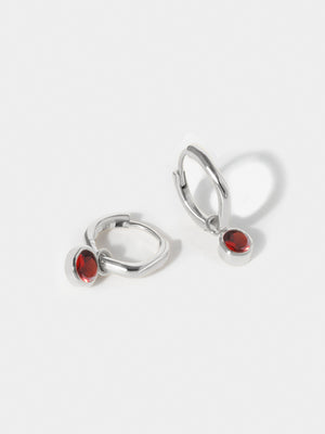 Sterling Silver Birthstone Huggies With Drops
