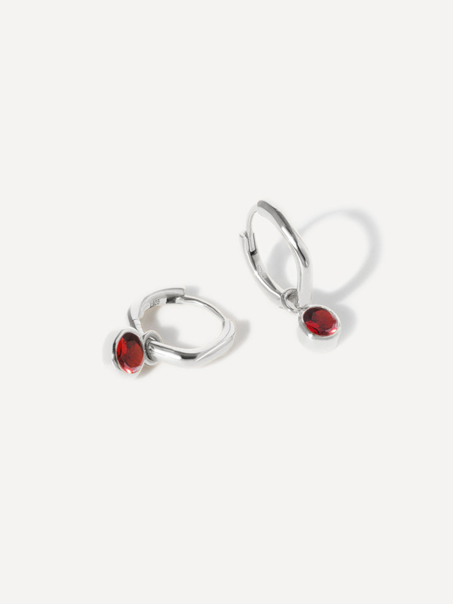 Sterling Silver Birthstone Huggies With Drops