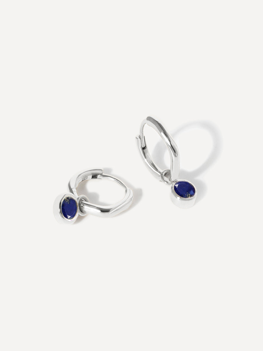 Stříbrné náušnice s kamenem měsíce září – lapis lazuli