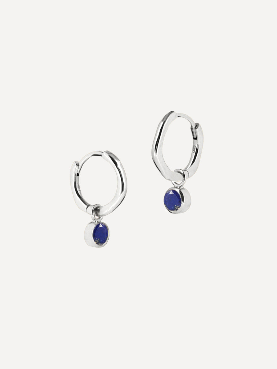 Stříbrné náušnice s kamenem měsíce září – lapis lazuli