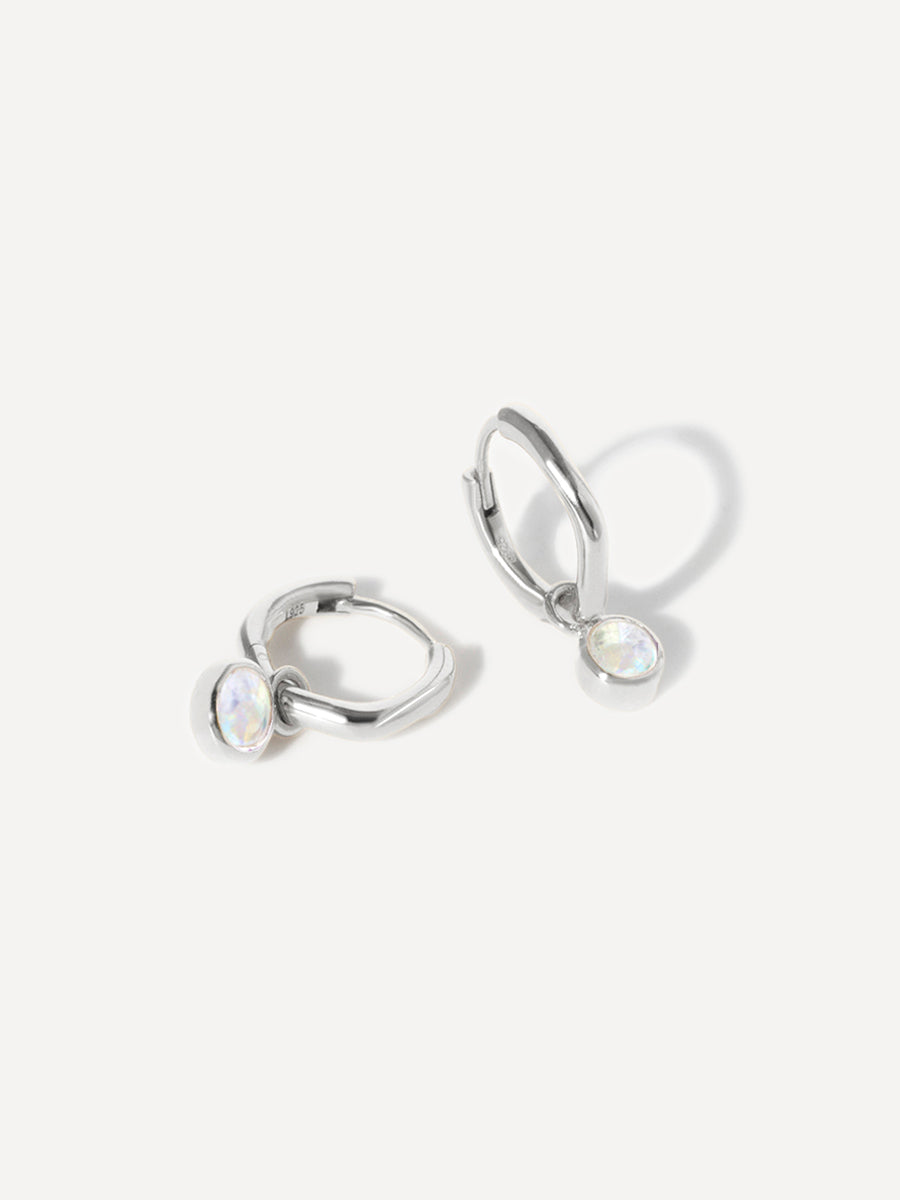 Sterling Silver Birthstone Huggies With Drops