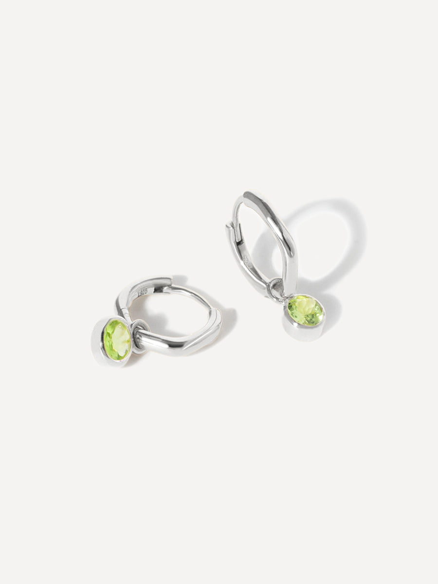 Sterling Silver Birthstone Huggies With Drops