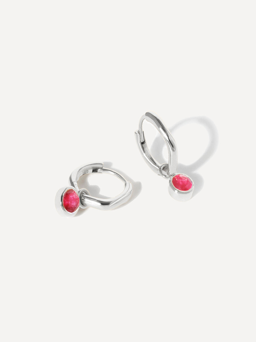Sterling Silver Birthstone Huggies With Drops
