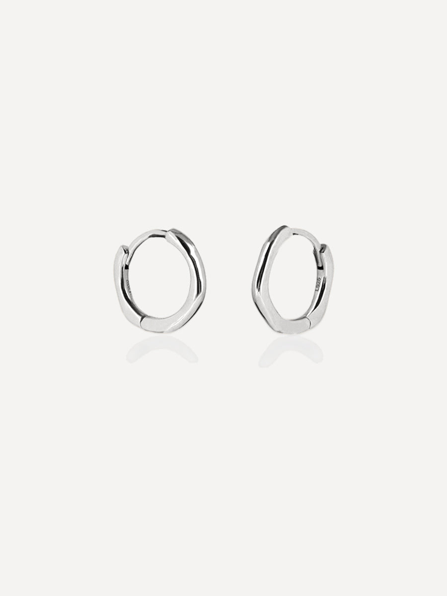Silver Molten Clicker Huggie Hoops