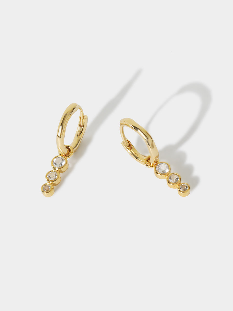 Starlit Gold White Topaz Charm Huggies