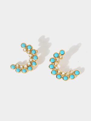 Gold Turquoise & Moonstone Orbit Earrings