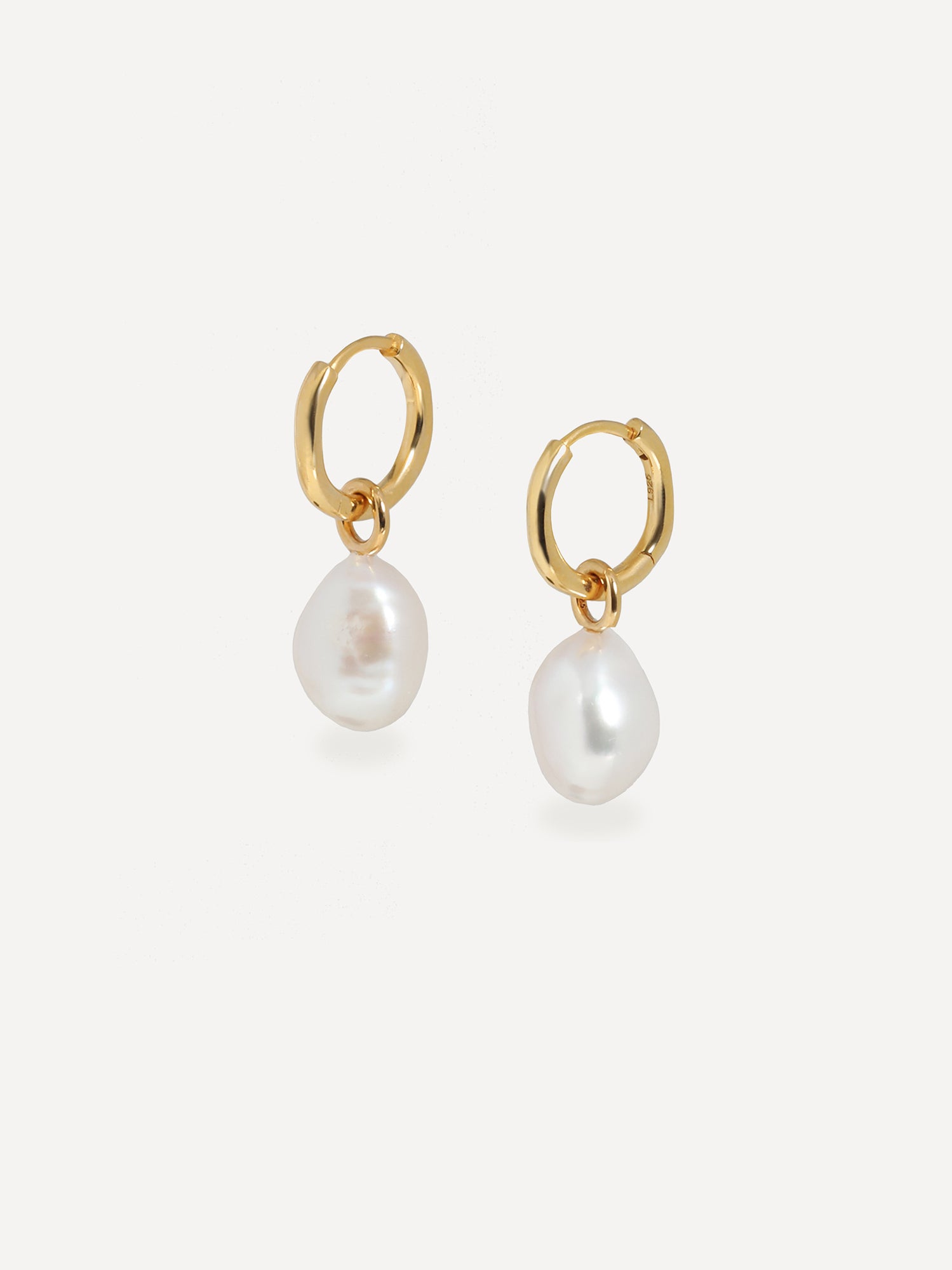 Gold Molten Huggies with Baroque Pearl Drops