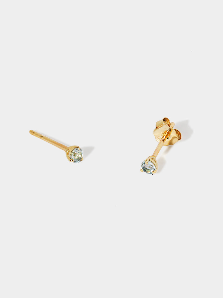9 Karat Gold Aquamarine March Birthstone Stud Earrings