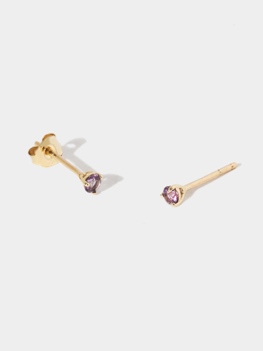 9 Karat Gold Amethyst February Birthstone Stud Earrings