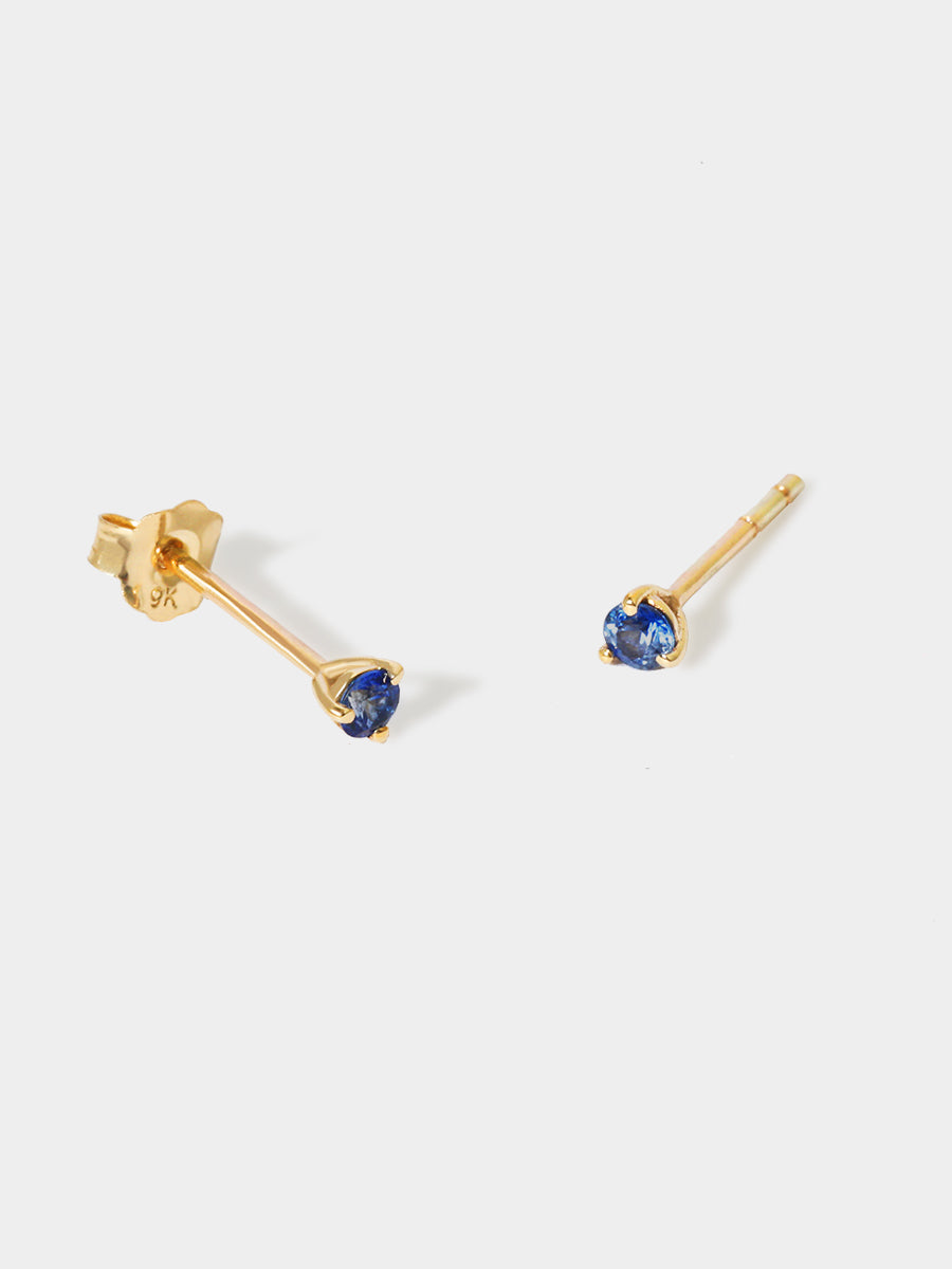 9 Karat Gold Sapphire September Birthstone Stud Earrings