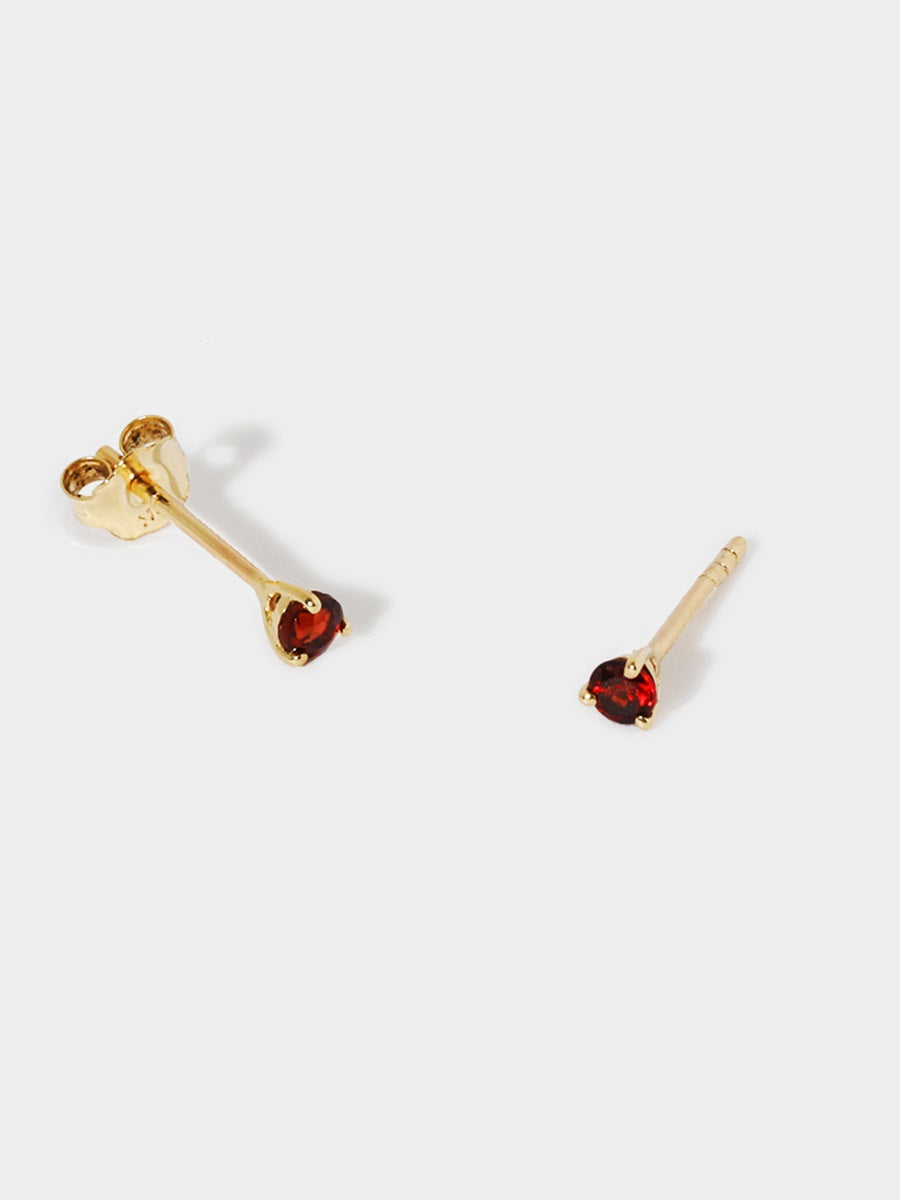 9 Karat Gold Garnet January Birthstone Stud Earrings