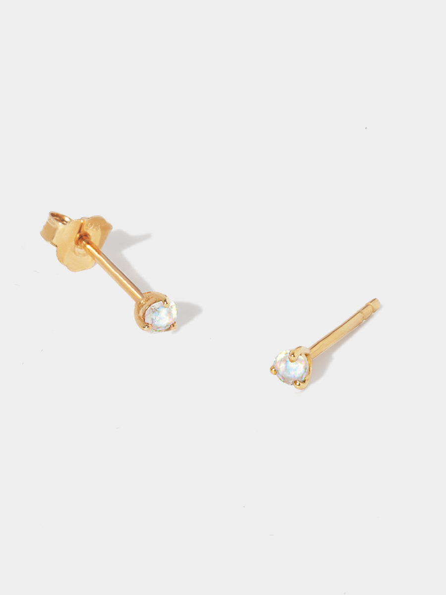 9 Karat Gold Moonstone June Birthstone Stud Earrings