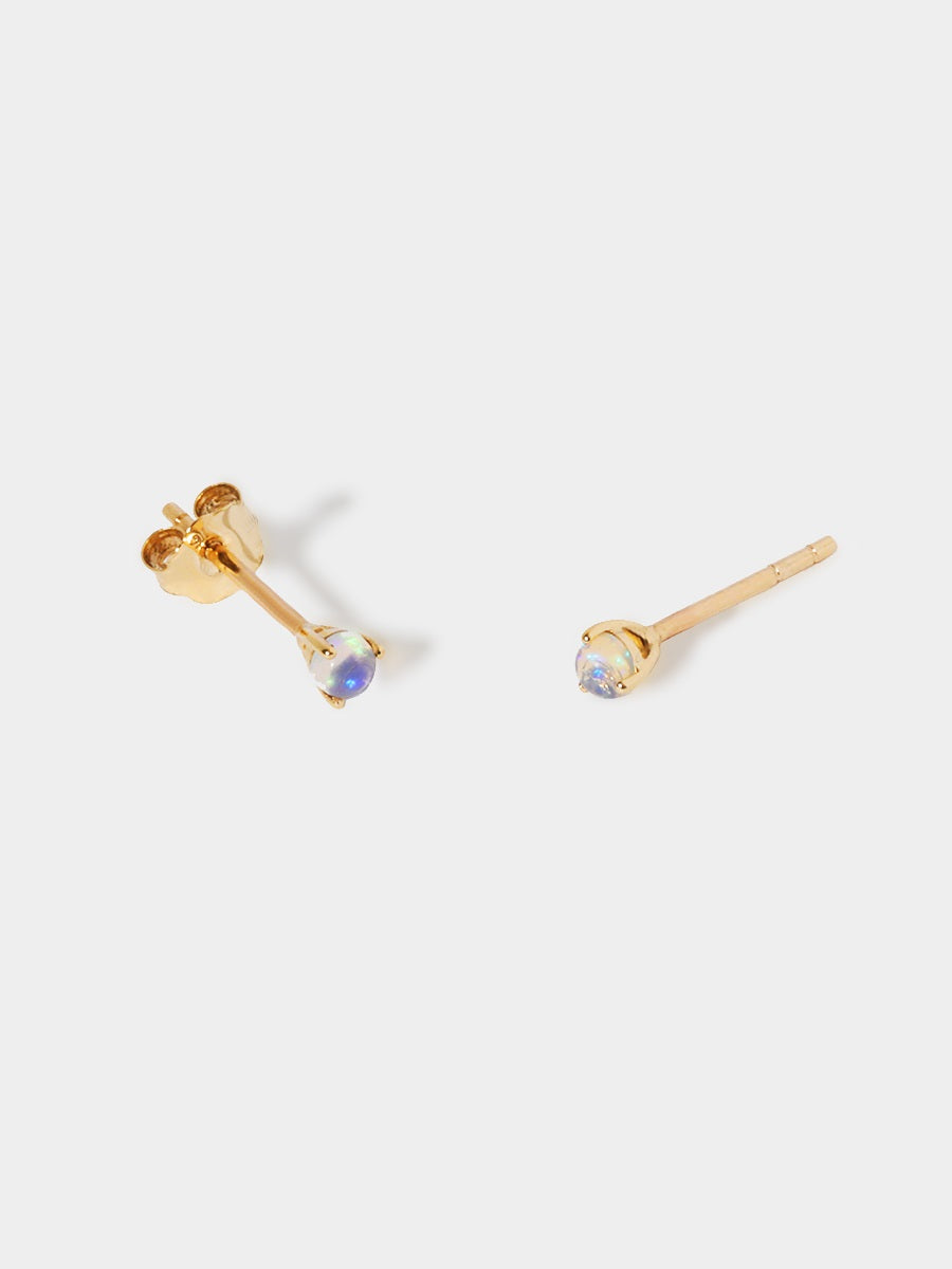 9 Karat Gold Opal October Birthstone Stud Earrings
