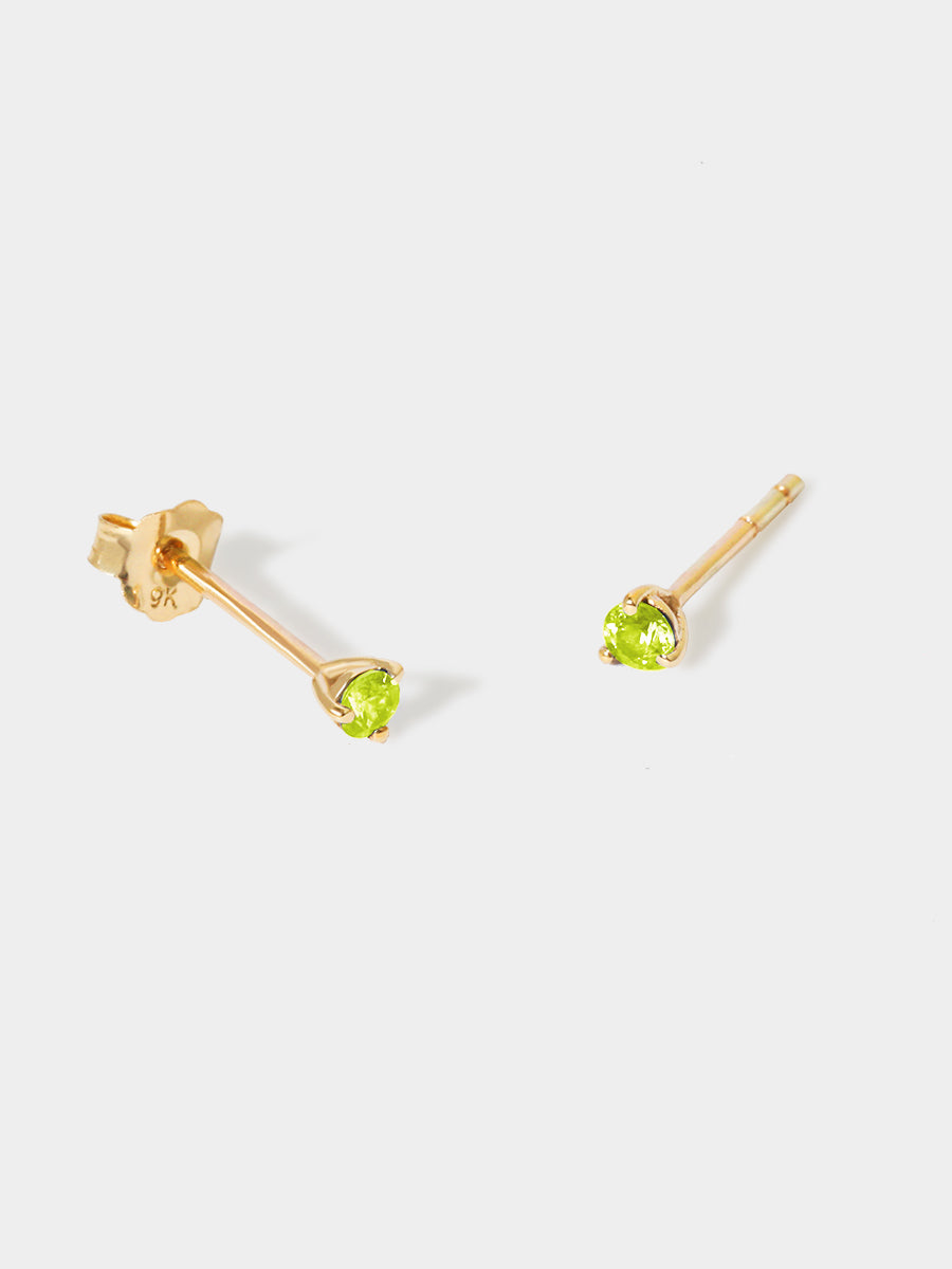 9 Karat Gold Peridot August Birthstone Stud Earrings