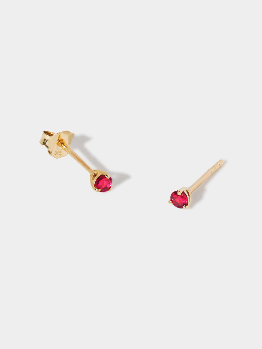 9 Karat Gold Ruby July Birthstone Stud Earrings