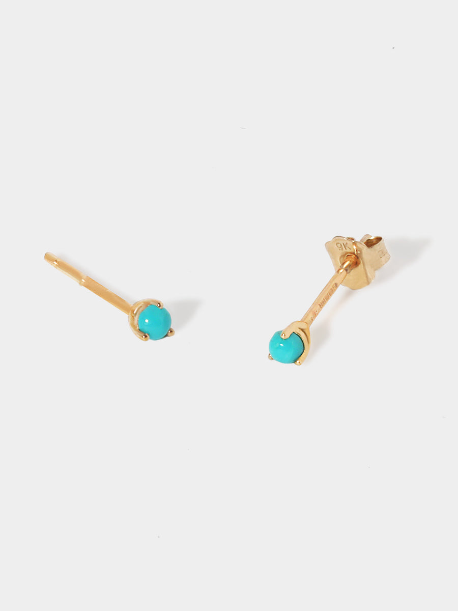 9 Karat Gold  Turquoise December Birthstone Stud Earrings