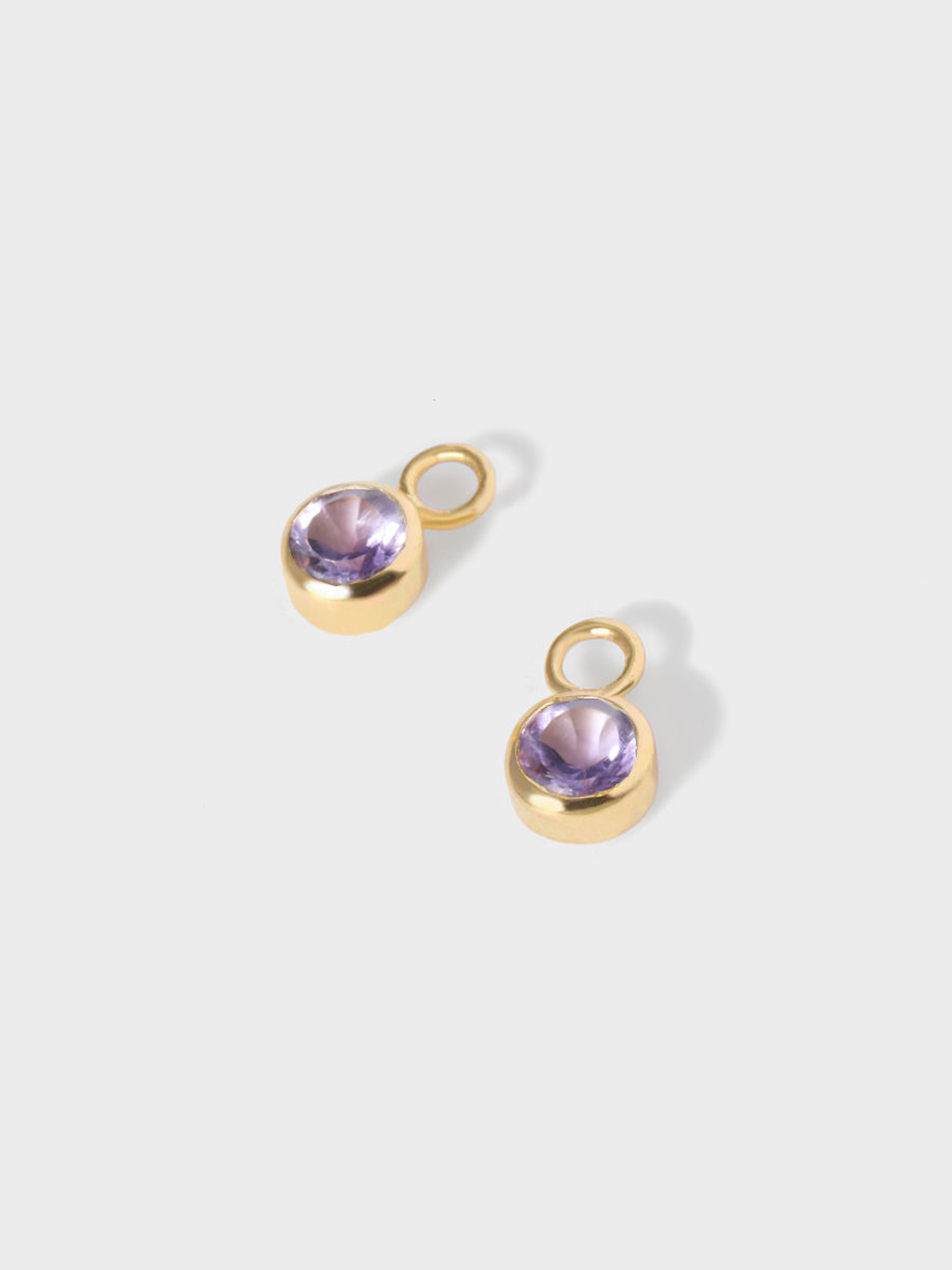 February Gold Amethyst Birthstone Gemstone Drops