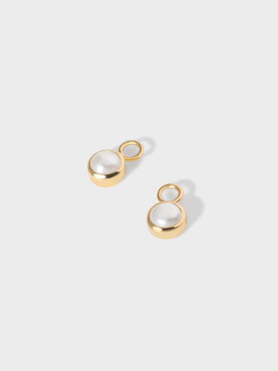 June Gold Pearl Birthstone Gemstone Earring Drops