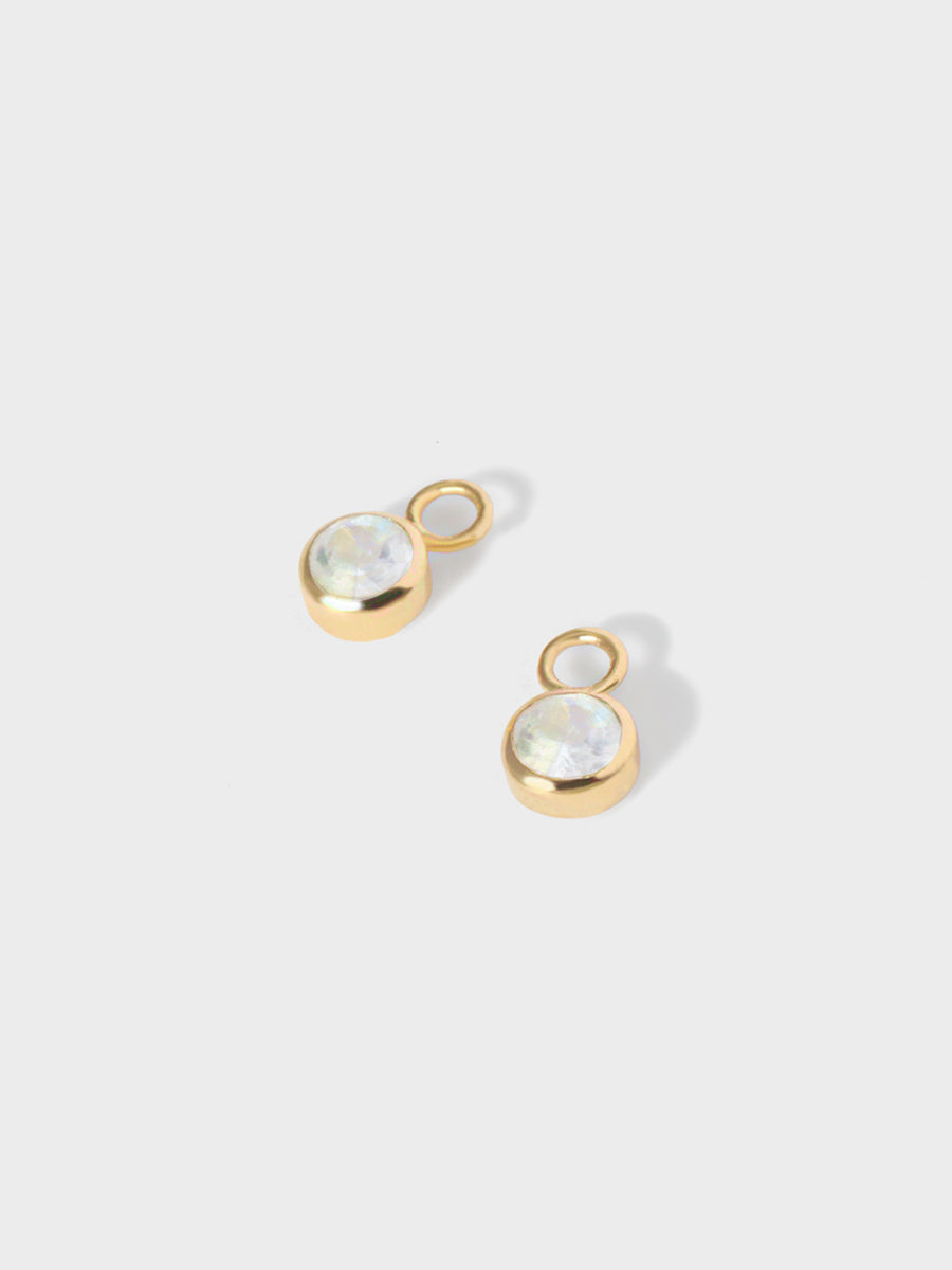 October Gold Moonstone Birthstone Gemstone Earring Drops