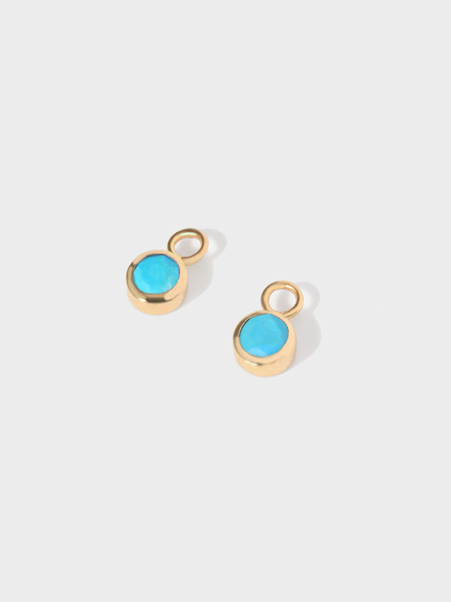 December Gold Turquoise Birthstone Gemstone Earring Drops