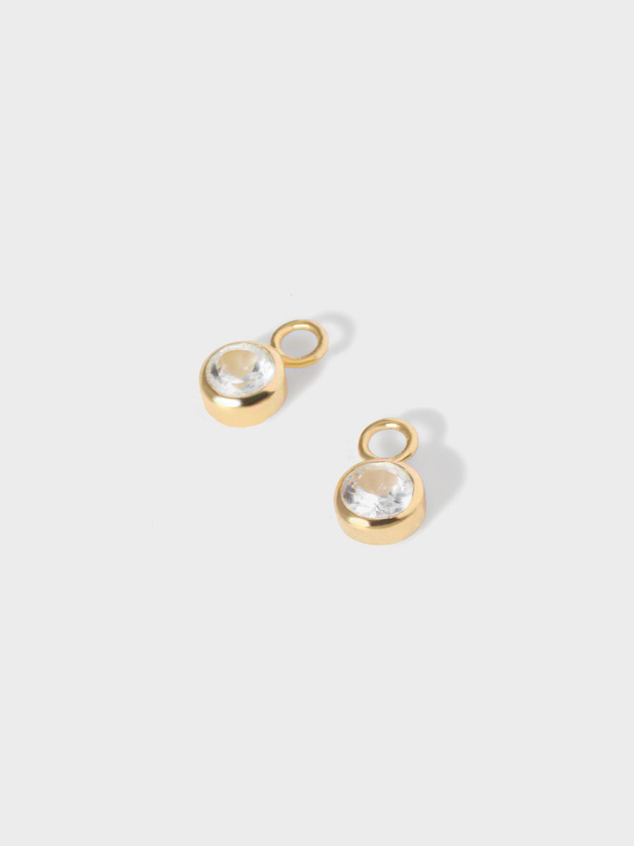 April Gold White Topaz Birthstone Gemstone Earring Drops