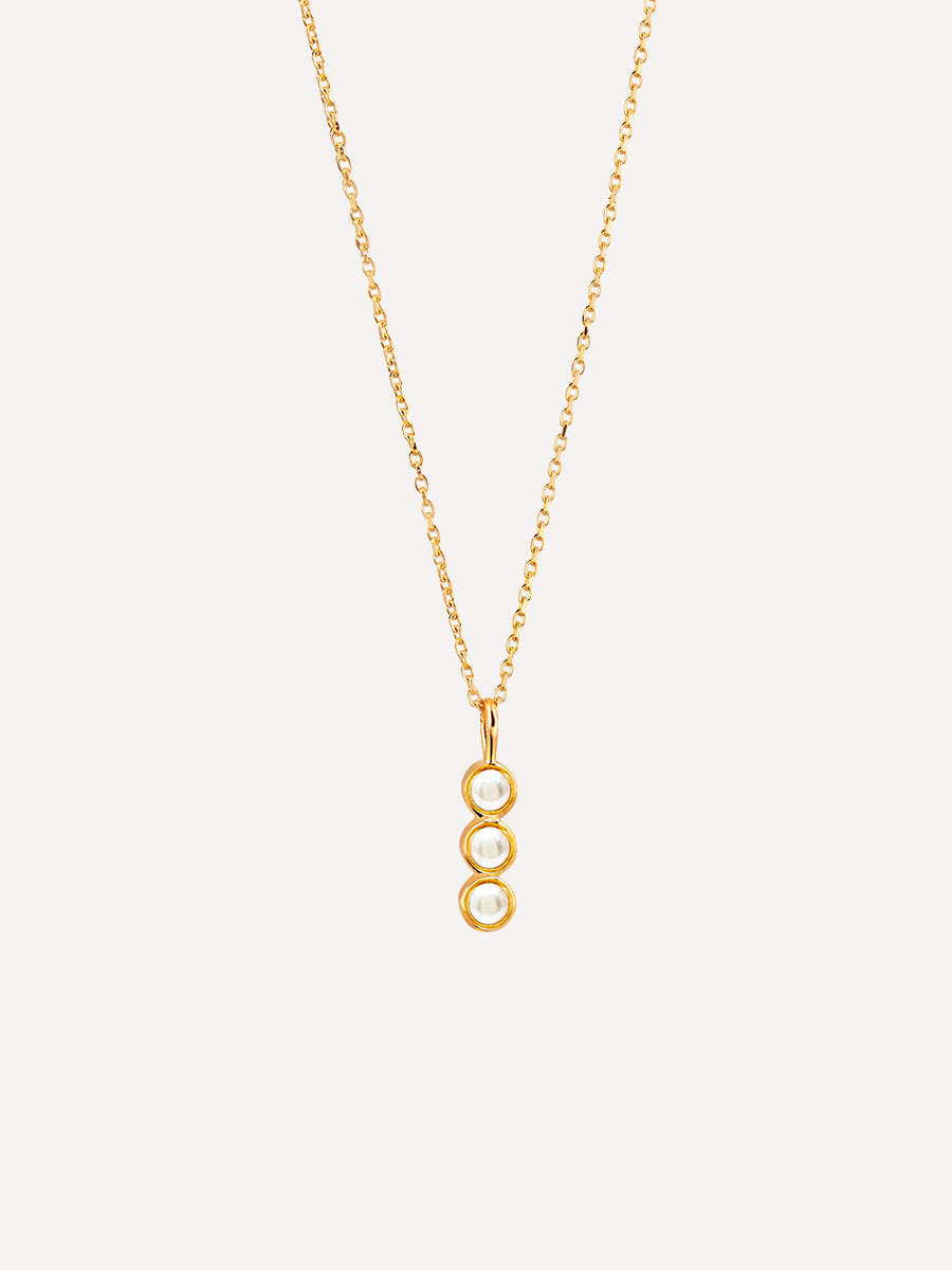 18-karaats vergulde Trinity-ketting met drie parels