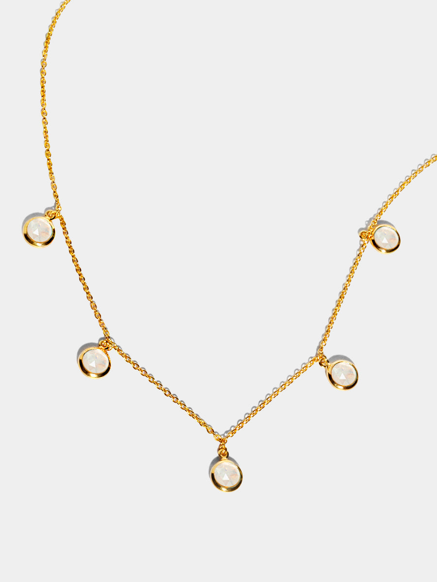 18k Gold Vermeil Dusk Dancer Moonstone 5 Drop Gemstone Necklace