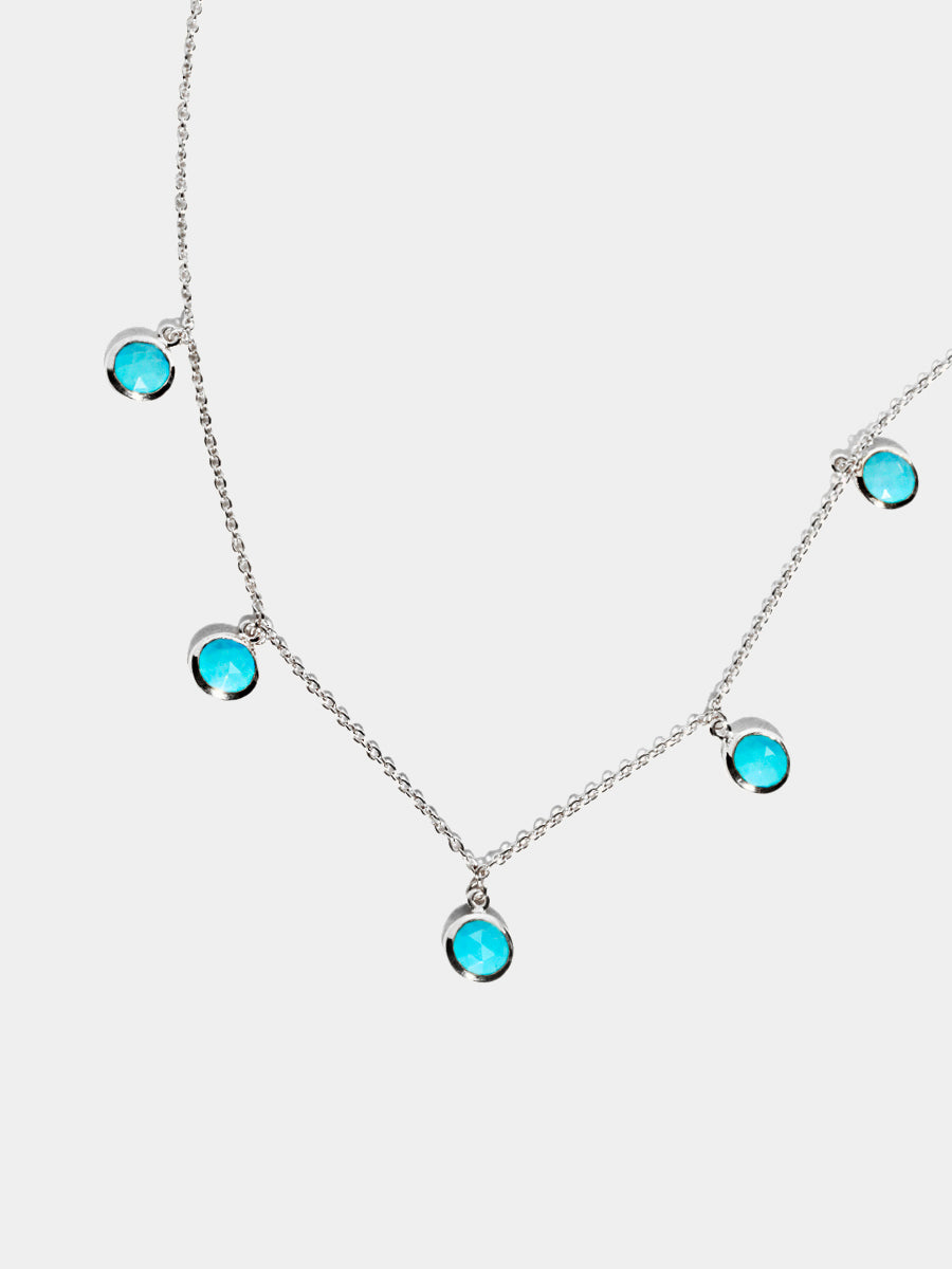 Sterling Silver Dusk Dancer Turquoise 5 Drop Gemstone Necklace