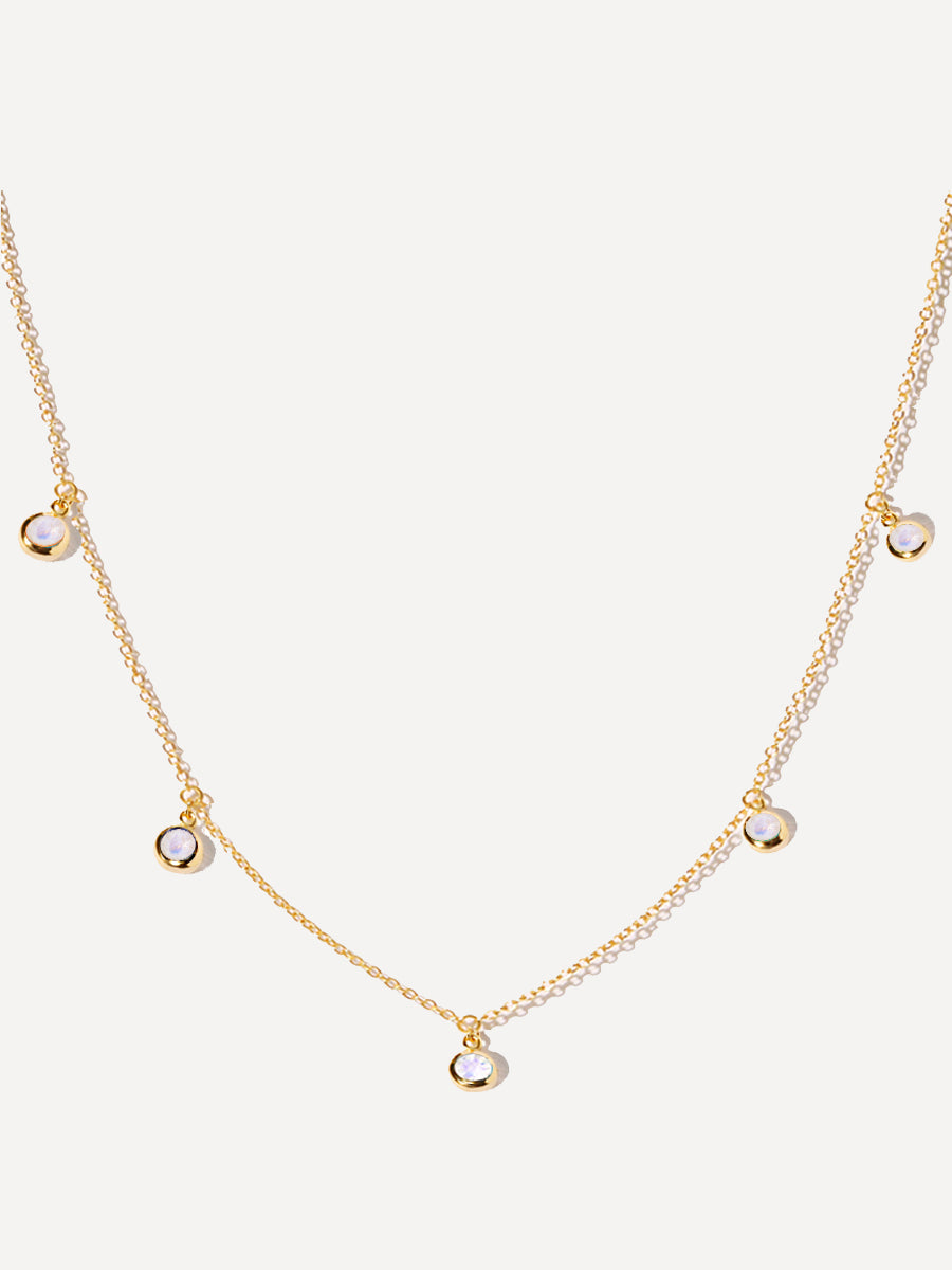 Collier à 5 pendentifs « Dusk Dancer » en pierre de lune, en vermeil 18 carats