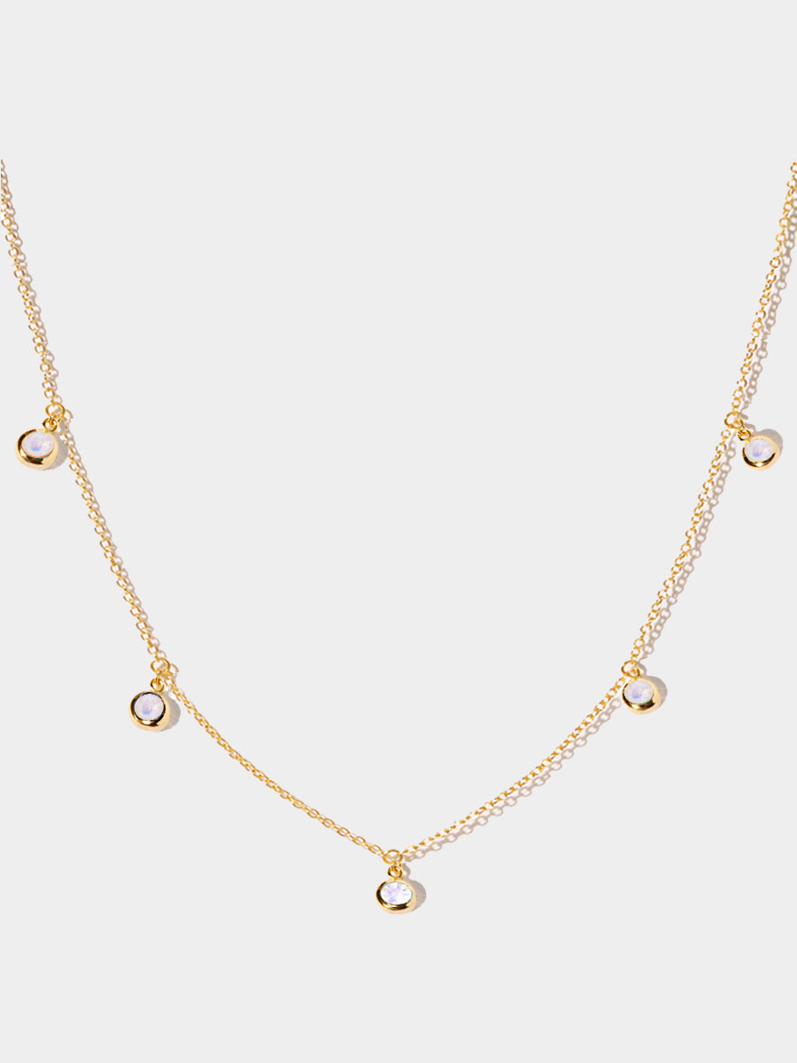 18k Gold Vermeil Dusk Dancer Moonstone Gemstone Petite 5 Drop Necklace
