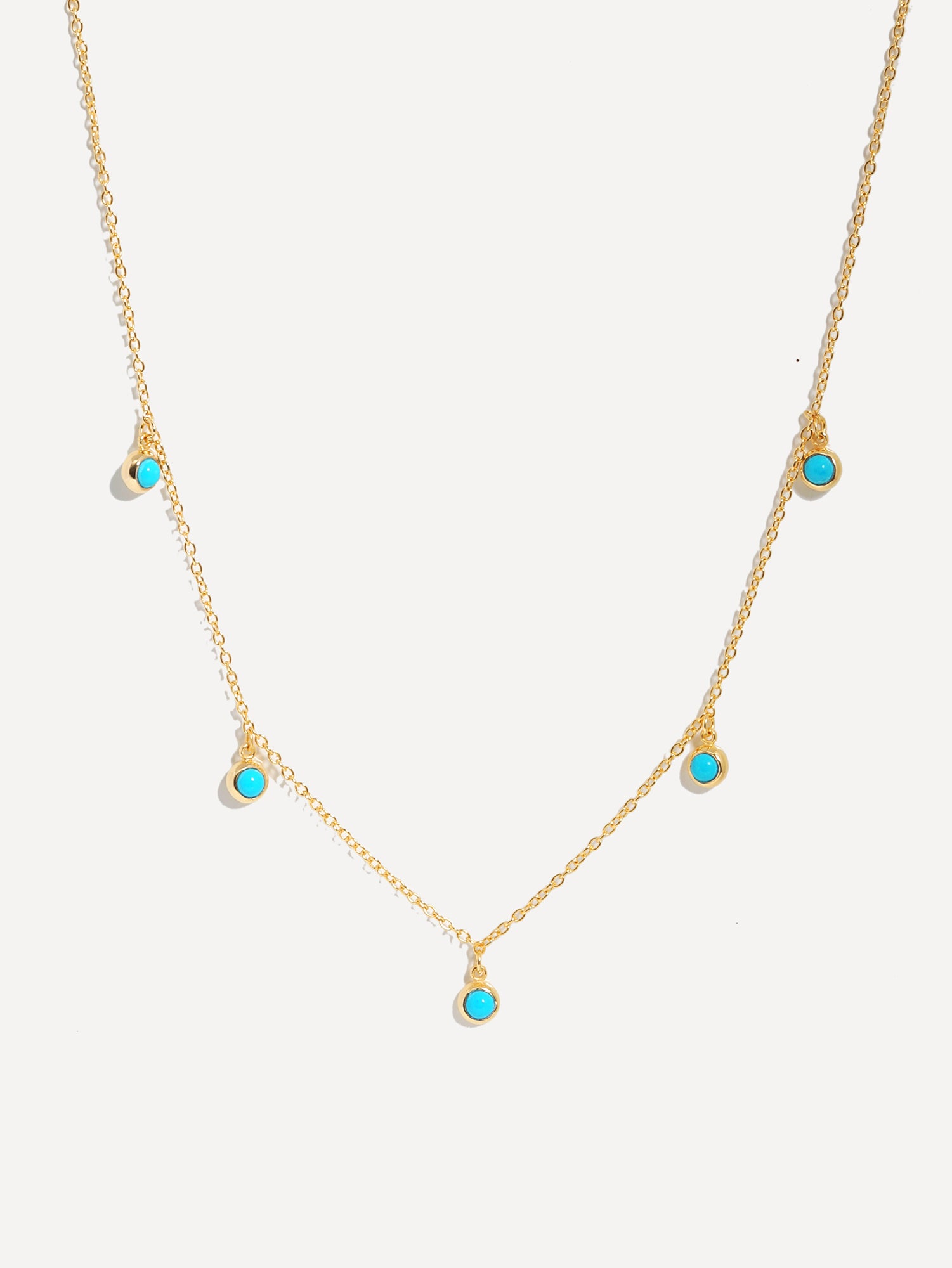 Gold Turquoise Gemstone 5 Drop Necklace