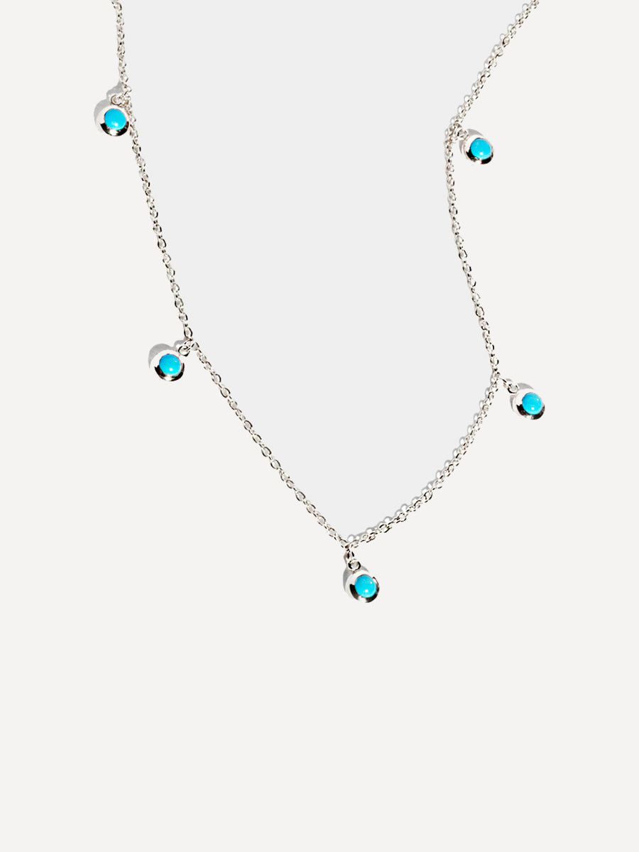Collier à pendentif en argent avec pierre précieuse turquoise
