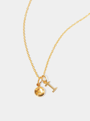 November 18k Gold Vermeil Initial & Birthstone Gemstone Charm Necklace Citrine