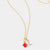 July 18k Gold Vermeil Initial & Birthstone Gemstone Charm Necklace Ruby Quartz