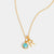 December 18k Gold Vermeil Initial & Birthstone Gemstone Charm Necklace Turquoise