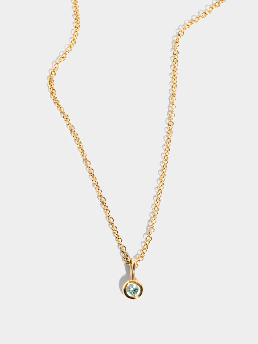March 9K Gold Birthstone Gemstone Pendant Necklace Aquamarine