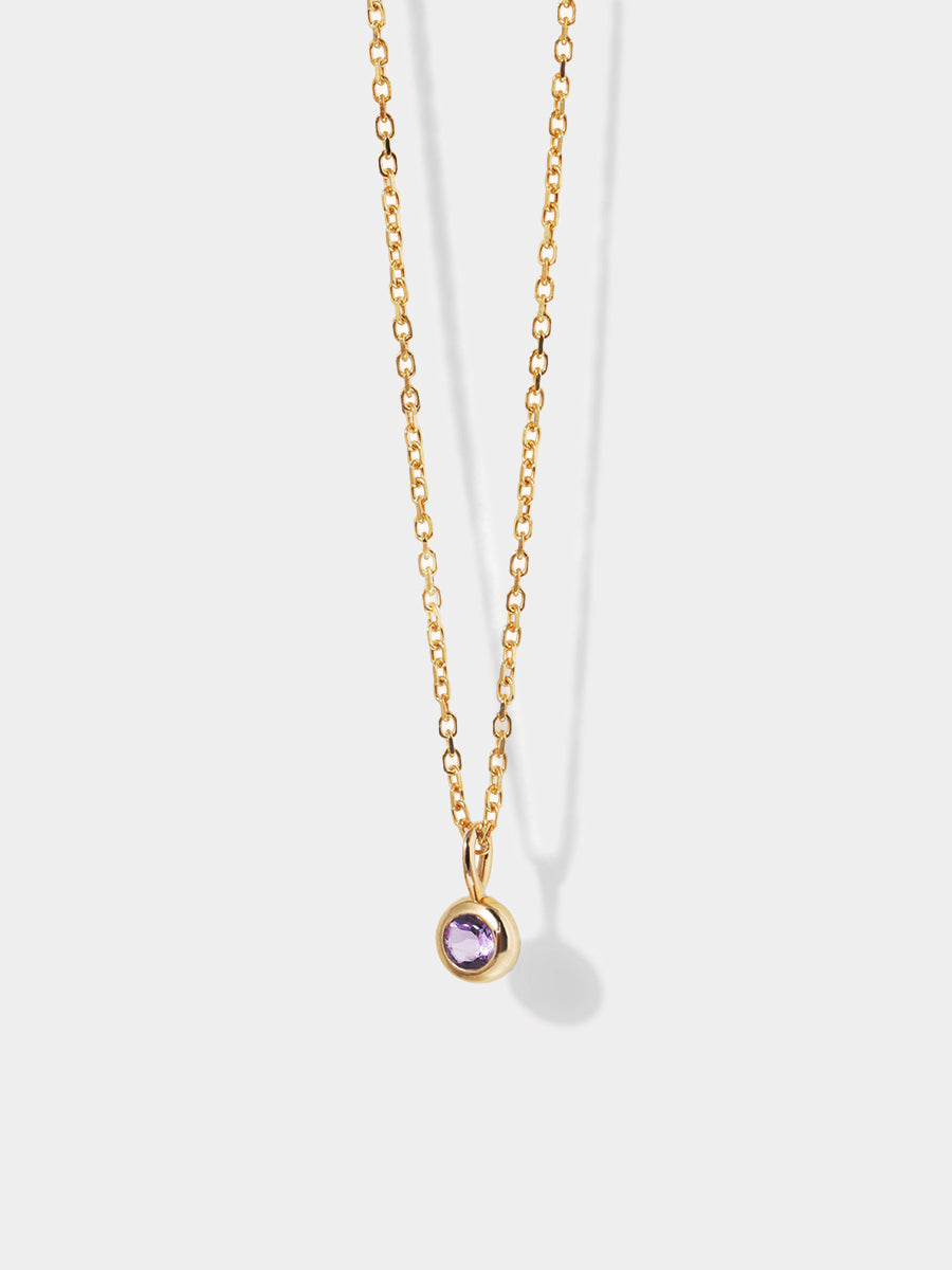 February 9K Gold Birthstone Gemstone Pendant Necklace Amethyst
