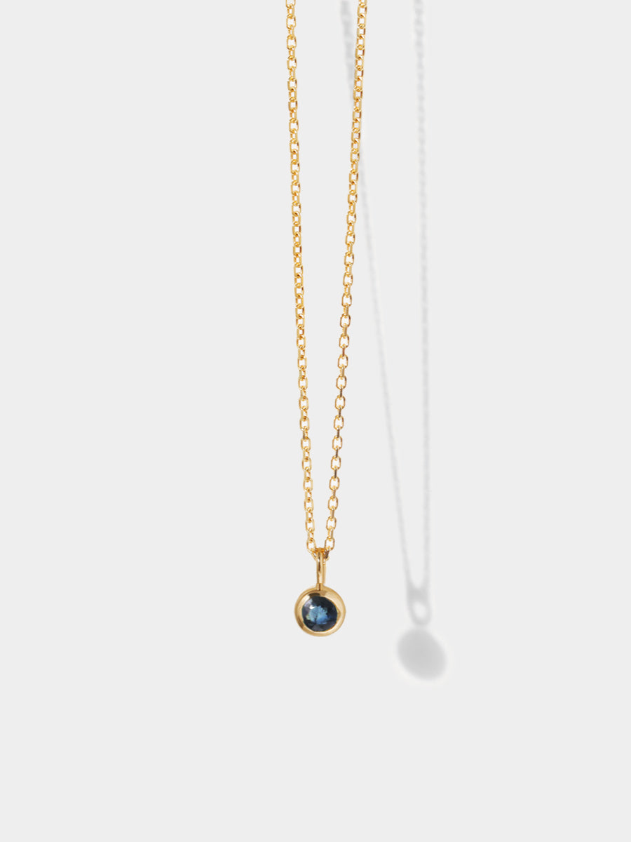 September 9K Gold Birthstone Gemstone Pendant Necklace Sapphire