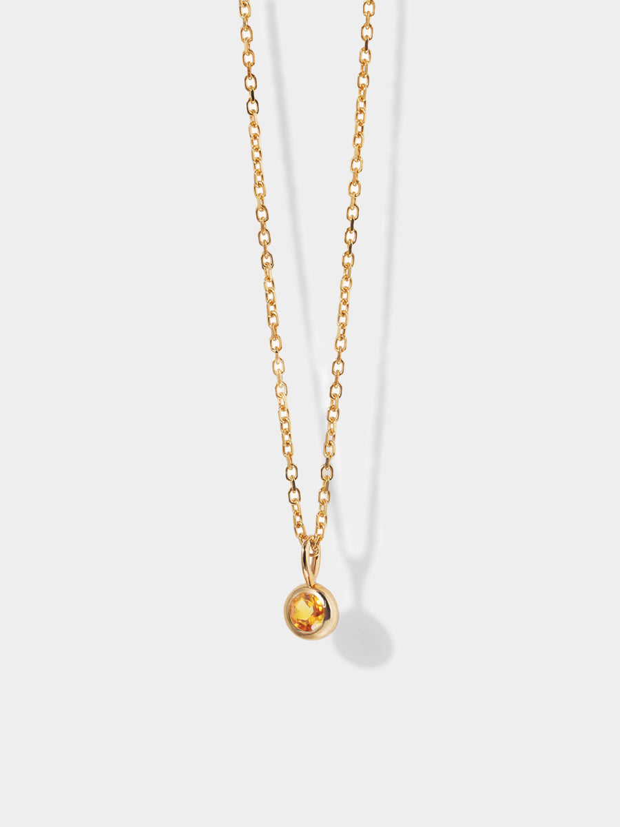 November 9K Gold Birthstone Gemstone Pendant Necklace Citrine