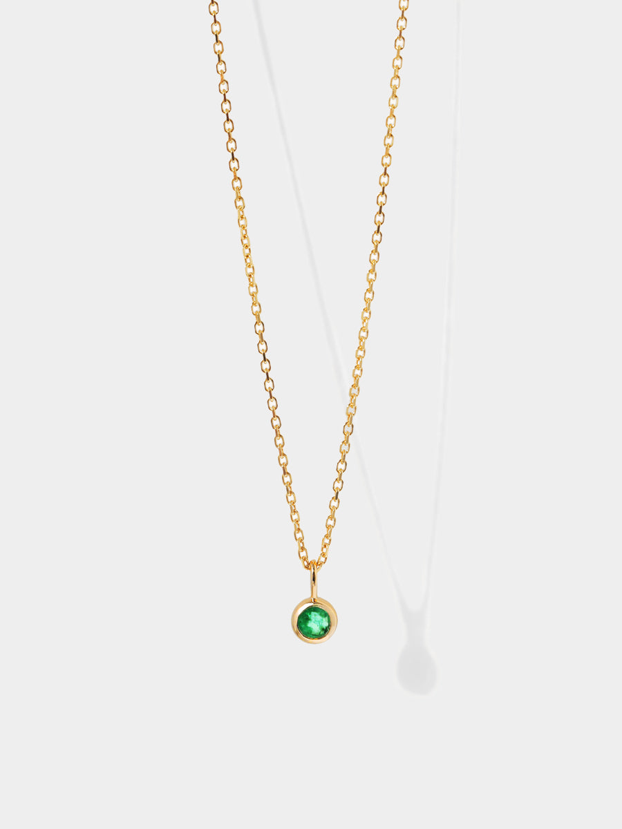 May 9K Gold Birthstone Gemstone Pendant Necklace Emerald