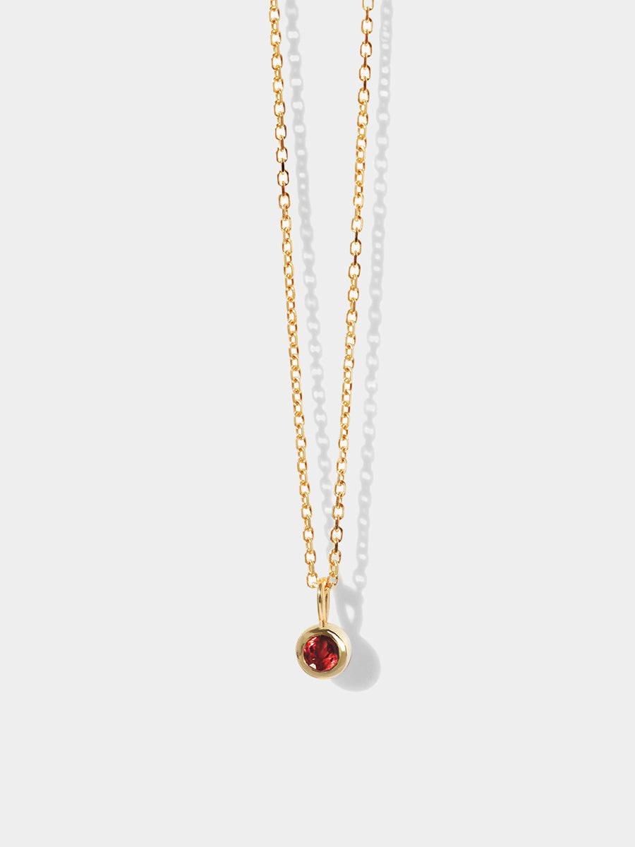 January 9K Gold Birthstone Gemstone Pendant Necklace Garnet
