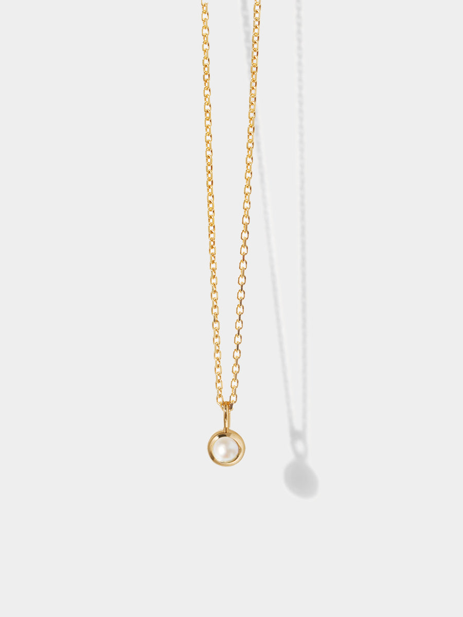 June 9K Gold Birthstone Gemstone Pendant Necklace Pearl