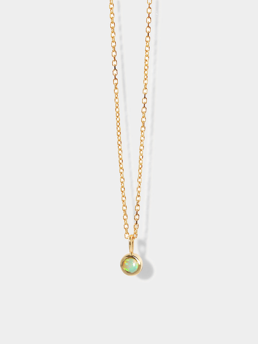 October 9K Gold Birthstone Gemstone Pendant Necklace Opal