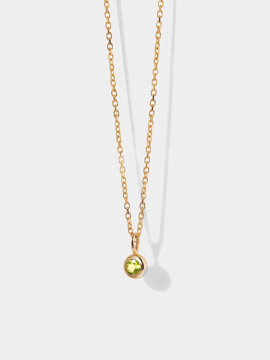 August 9K Gold Birthstone Gemstone Pendant Necklace Peridot