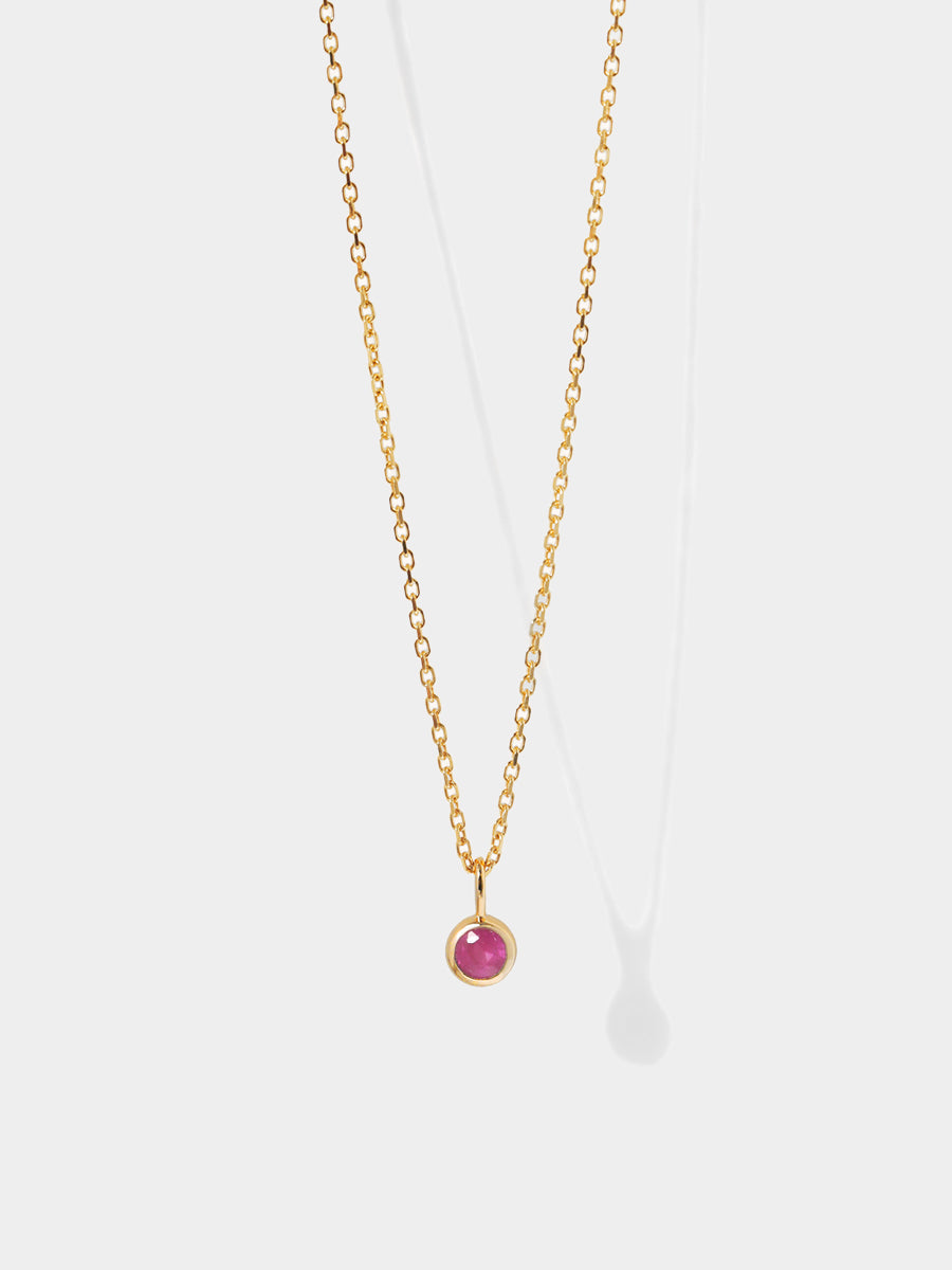 July 9K Gold Birthstone Gemstone Pendant Necklace Ruby
