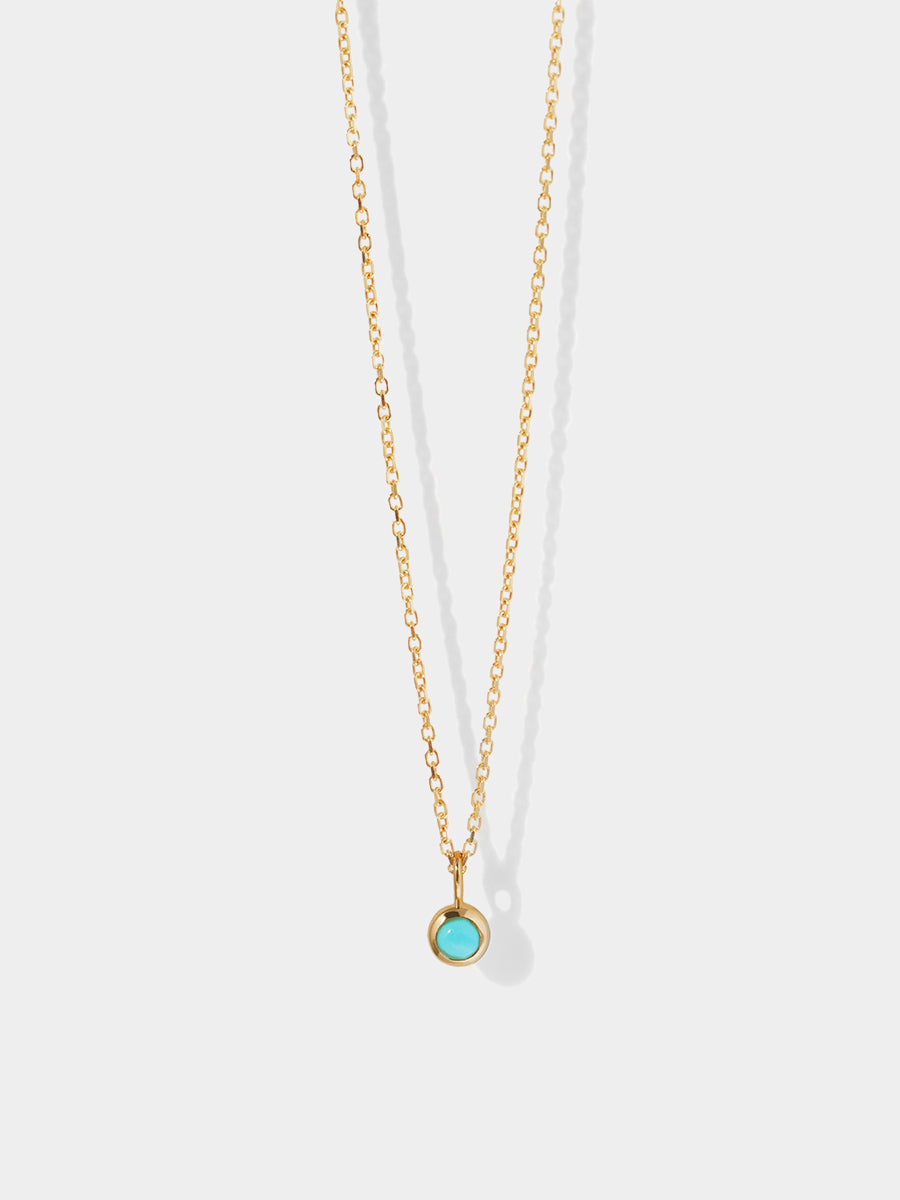 December 9K Gold Birthstone Gemstone Pendant Necklace Turquoise
