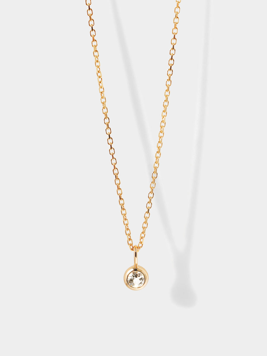 April 9K Gold Birthstone Gemstone Pendant Necklace White Topaz